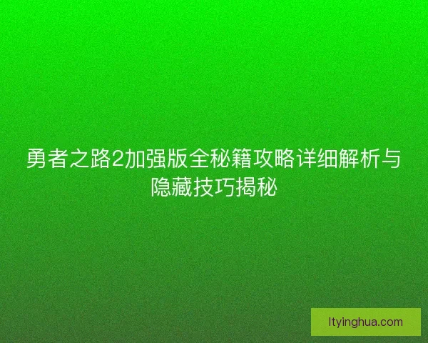 勇者之路2加强版全秘籍攻略详细解析与隐藏技巧揭秘 勇者之路2加强版全秘籍攻略详细解析与隐藏技巧揭秘