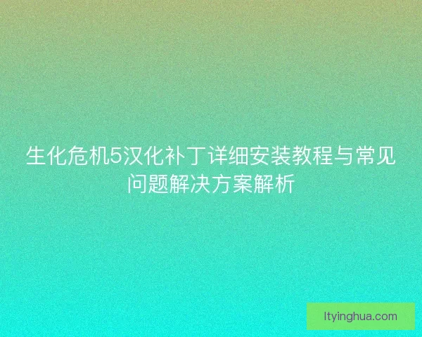 生化危机5汉化补丁详细安装教程与常见问题解决方案解析 生化危机5汉化补丁详细安装教程与常见问题解决方案解析