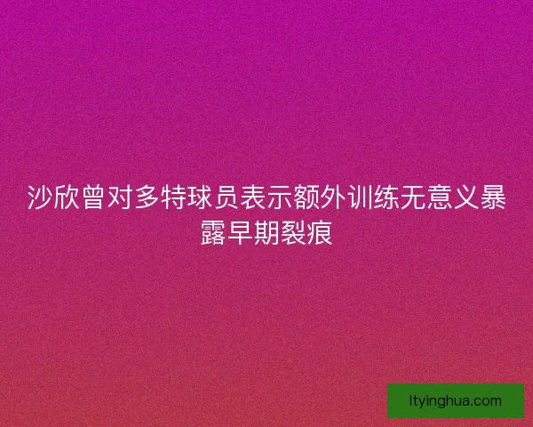 沙欣曾对多特球员表示额外训练无意义暴露早期裂痕 沙欣曾对多特球员表示额外训练无意义暴露早期裂痕