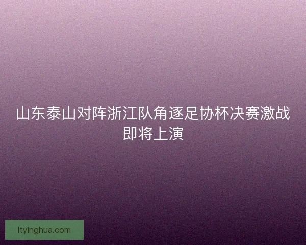 山东泰山对阵浙江队角逐足协杯决赛激战即将上演 山东泰山对阵浙江队角逐足协杯决赛激战即将上演